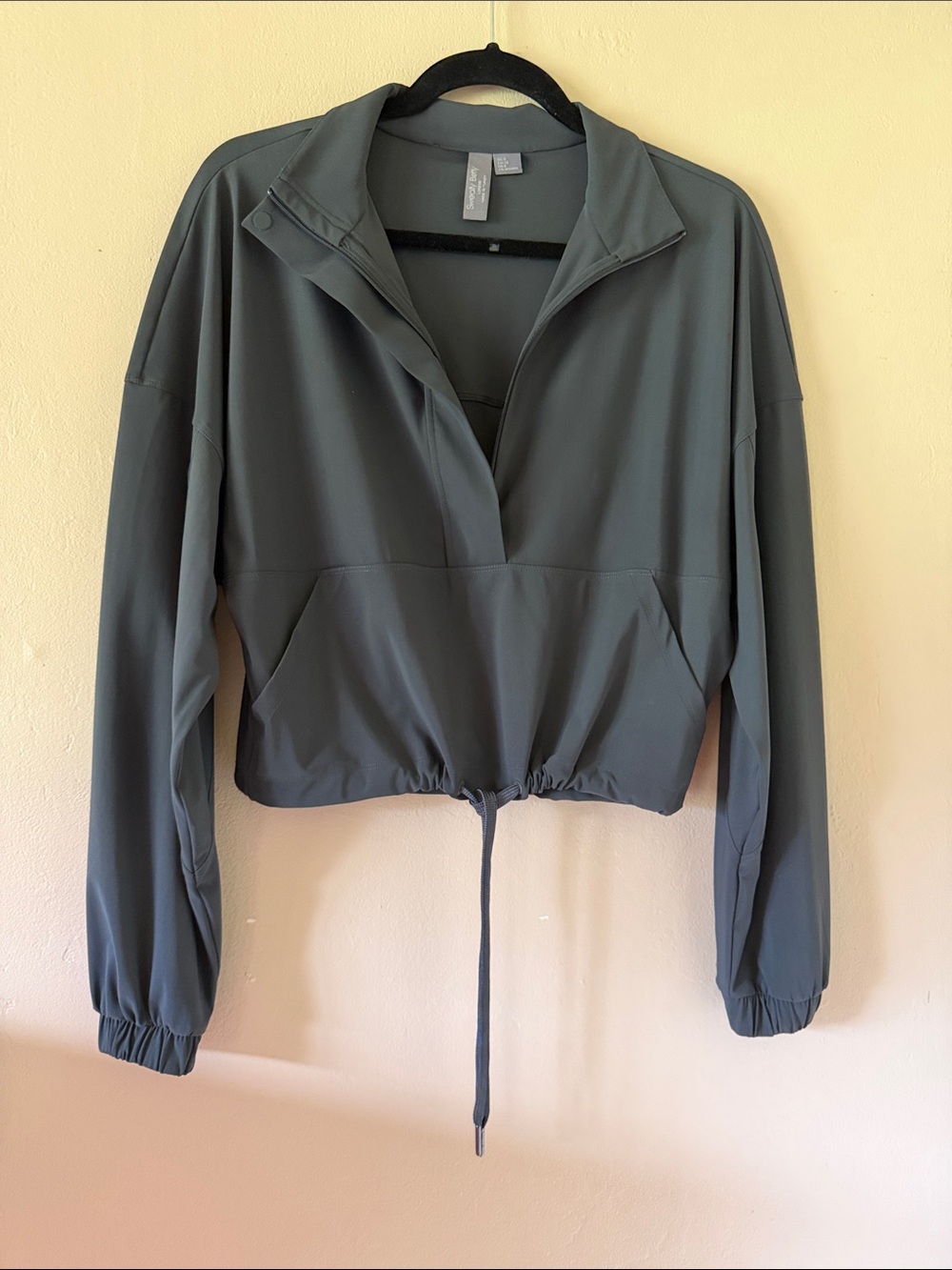 Sweaty Betty Green Cropped explorer Half Zip Midlayer Jacket